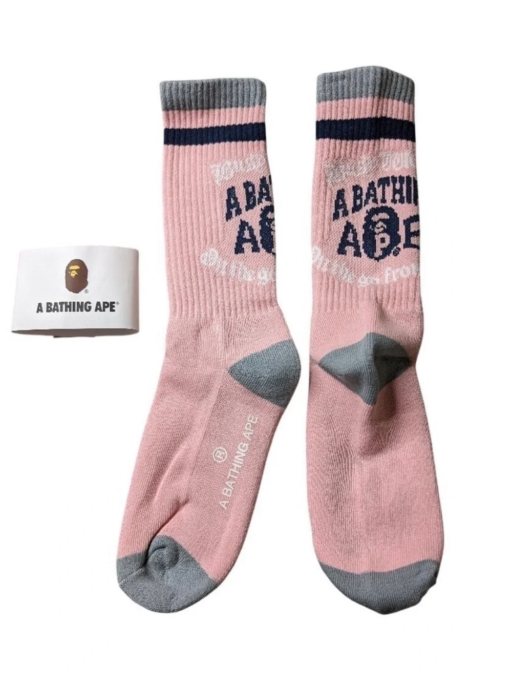 Bape crew socks logo striped men’s or women’s Unisex size 8-11